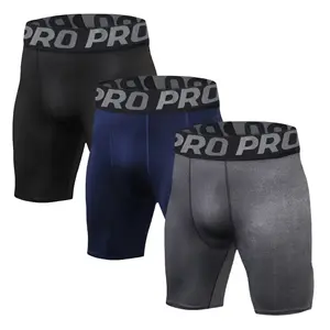 3 Pack Compression Shorts Men Quick Dry Workout Underwear Boxer Brief Biking Running Athletic Training Tights Sport Short Super Stretch
