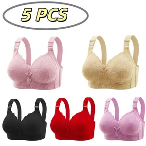 Wireless Push Up Bra Non Removable Padded Underwear All-Day Wear Stretchy Knit Bralette Seamless Lingerie For Women 5 Pack/3 Pack -RR