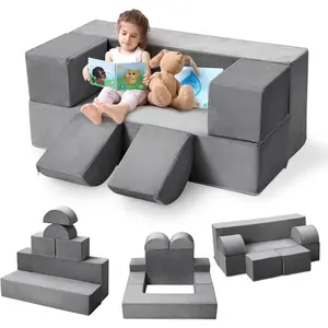 Garvee Kids Play Couch, 6Pcs Modular Kids Play Sofa for Playroom Bedroom, Kids Modular Couch Toddler Foam Sofa, Kids Convertible Sofa with Removable Cover