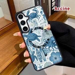 Magnetic Phone Case Compatible with Samsung Galaxy S23 Ultra S24 Plus S25 Edge S22+ FE Oceanic Dreamscape Pattern Acrylic Back TPU Edges Clear support wireless charging Bumper Cover