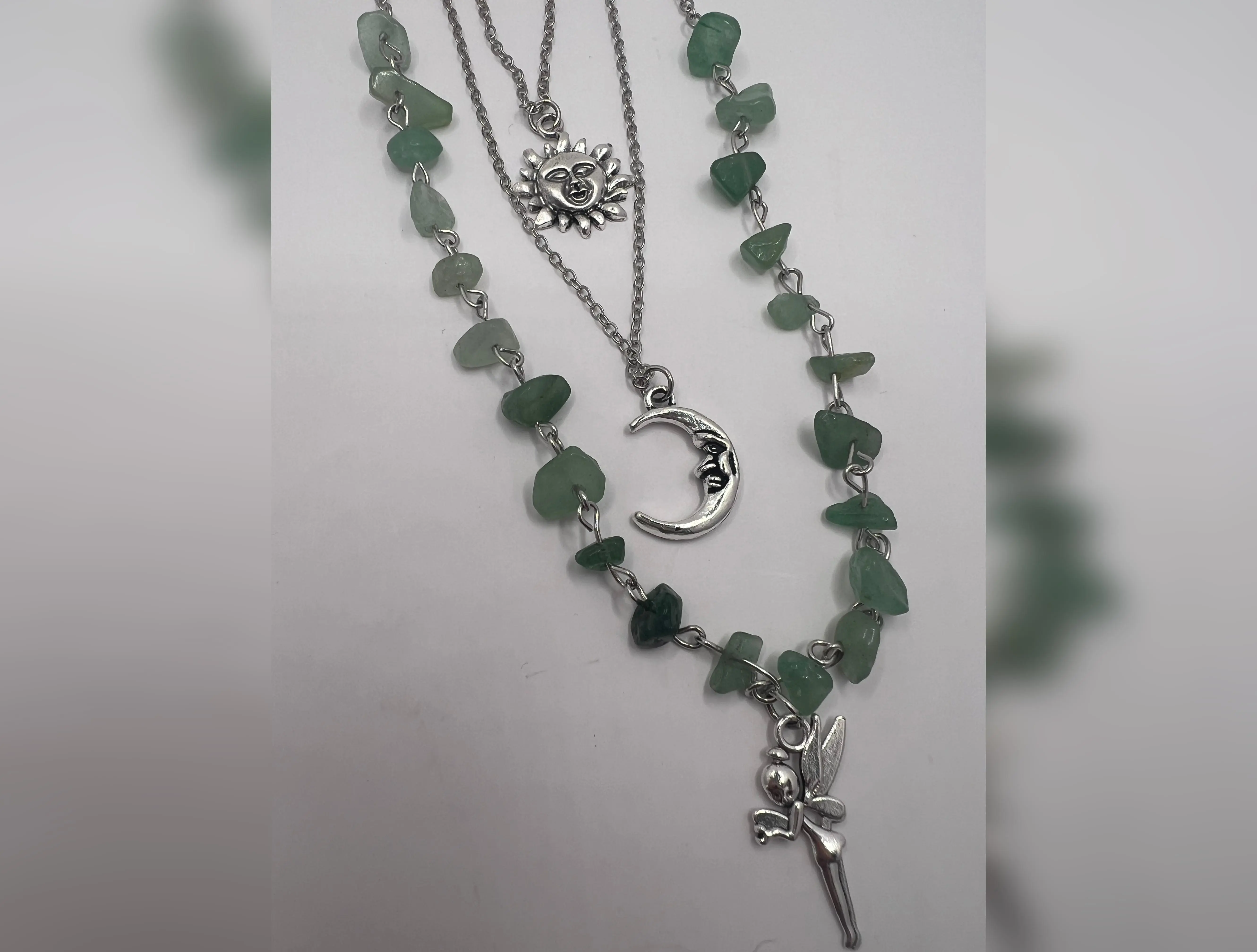 Adjustable 3 layer Fairycore Green Necklace