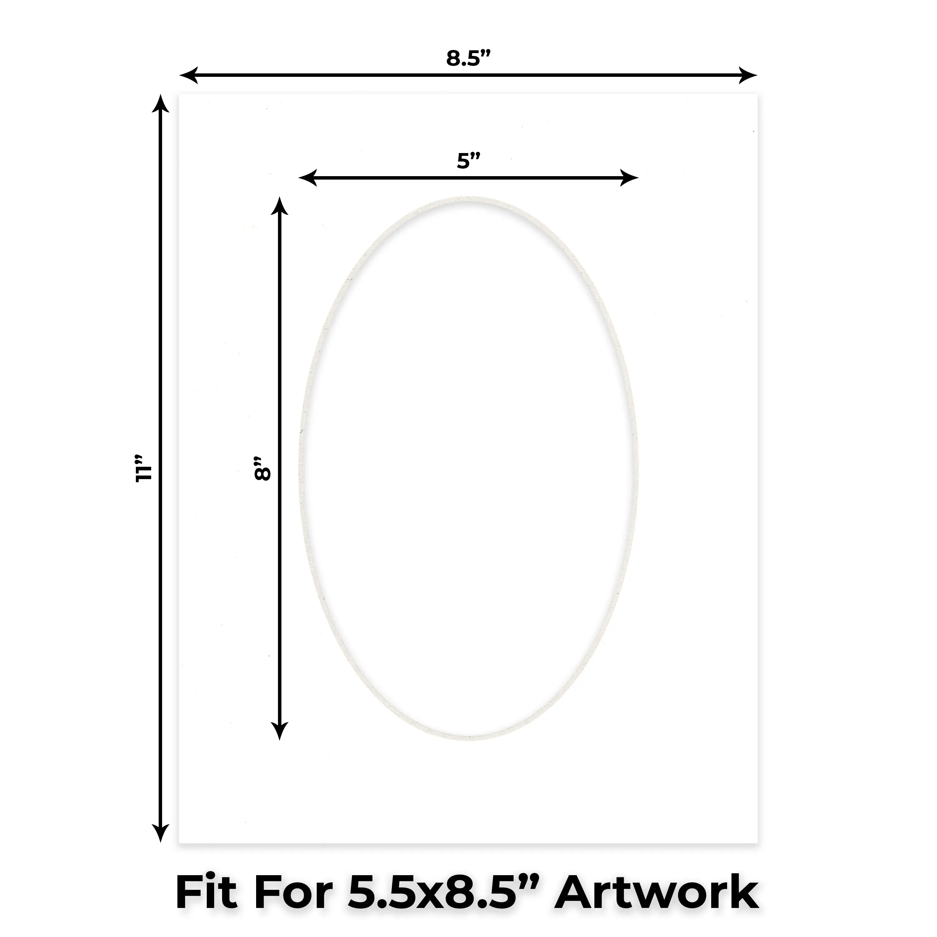 Off White Pebble Mat Board for 8.5x11 Frames - Oval Opening for 5.5x8.5 Photos