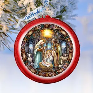A Guiding Light Nativity Scene Ball Glass Ornament by G. Debrekht - Nativity Holiday Decor - 73566C