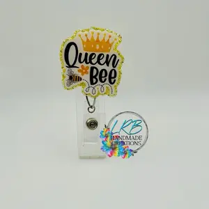 Queen Bee Badge Reel ~ Retractable Badge Reel ID Holder ~ Customizable ~ Handmade ~ Nurse Badge Reel ~ Teacher Lanyard ~ Magnetic Pin ~ Stethoscope Tag ~ Magnet ~ Phone Grip