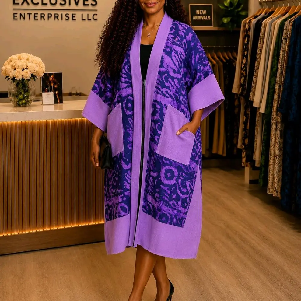 Women's Long Kimono Dress with Zipper, Elegant Aesthetic Statement Piece for Women's Clothes