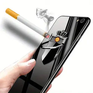 USB Cigarette Lighter Crown Phone Holder Ring Lighter, Electric Tungsten Lighter, flameless Portable Lighter, for Men'S Gift