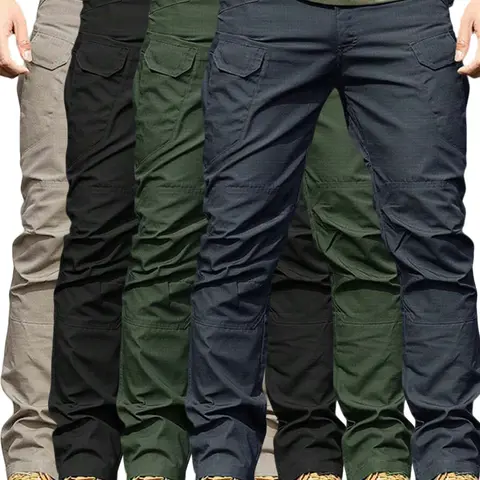 Pahajim Men’s Slim Fit Tactical Cargo Pants (2–4-pack) — Non-stretch, warm, solid color, waterproof, quick-drying winter outdoor pants with pockets