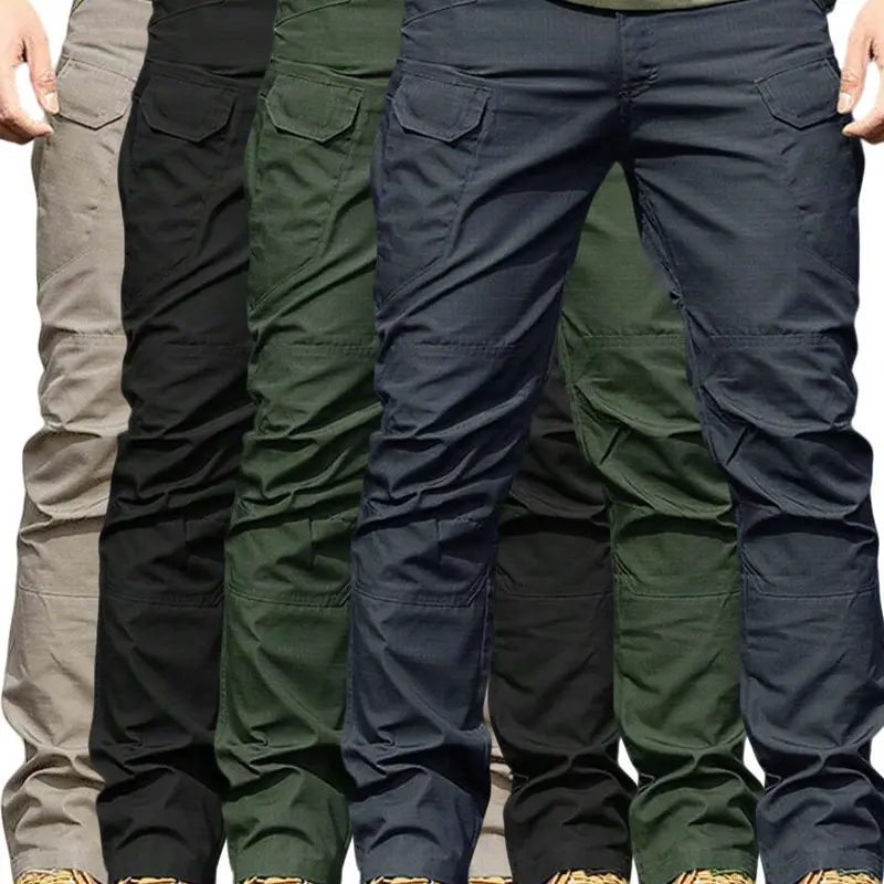 Pahajim Men’s Slim Fit Tactical Cargo Pants (2–4-pack) — Non-stretch, warm, solid color, waterproof, quick-drying winter outdoor pants with pockets