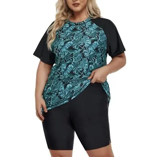 Set (Shirt & Shorts), Green Floral