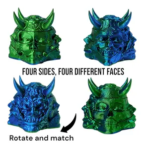 Twisted Skull Desk Decor, 3D Printed Sliding Skull, Adjustable Rotating Spiral Skull, Gothic Office Decoration, Stress Relief