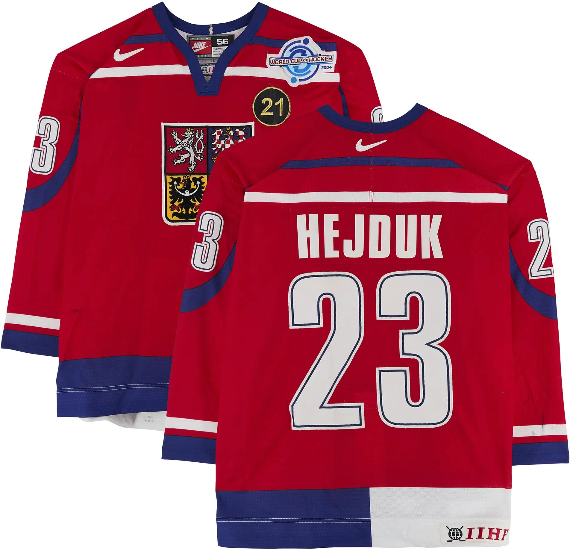 Milan Hejduk Team Czech Republic Game-Used #23 Red Jersey vs. Team Germany on September 3, 2004 - Fanatics Authentic Certified