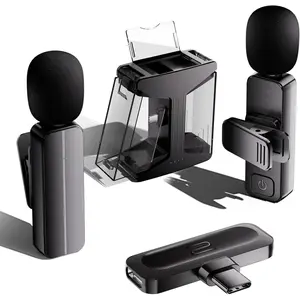 2-Pack  Mini Lavalier Lapel Microphone for  15,16,Android Phone w/  Case - 65ft Cordless Clip  Dual Mics with Noise Reduction 6H Working Time for Video Recording Vlogging