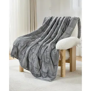-Soft 15 lbs for Adults, Plush Fleece Reversible Weighted Throw for Relaxation & Cozy Evenings, Hug-Like Security, Evenly Distributed, W47 x L72, Grey