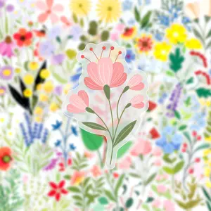 50pcs Nordic-style Floral Transparent PET Stickers, Suitable for Scrapbooks, Diaries, Laptops, Water Bottles, Cars, Etc. A Gift with A Positive Message and A Design Based on Faith.