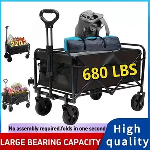 220/450/680LBS All Terrain Folding Wagon Cart, Heavy Duty Utility Cart with Large Capacity, Portable Wagon for Shopping, Camping, Yard, Sports & Gardening