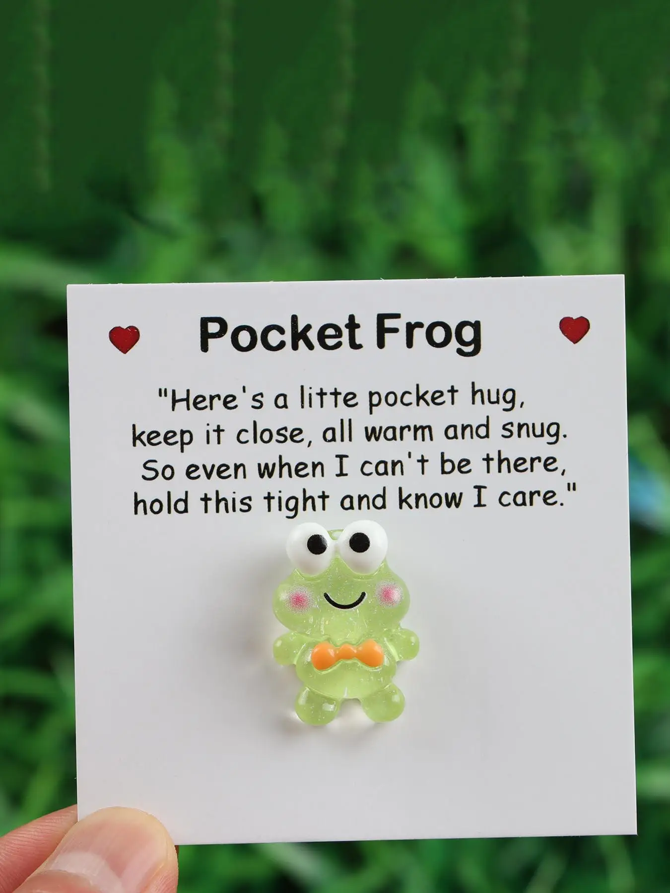 Cute Frog Design Pocket Hug Charm, with Inspirational Card, Greeting Card, Gifts for Wife, Pastel Color Pocket Frog with Card, Warm Gift, Emotional Su
