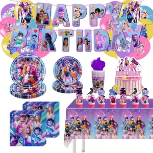 [K-POP] Girl Group  Party Decoration Set — Banner, Cake Toppers, Balloons, & Party Favors | Create a Memorable Celebration Birthday KPop Happy Piata supplies Gold Themed Graduation Kit
