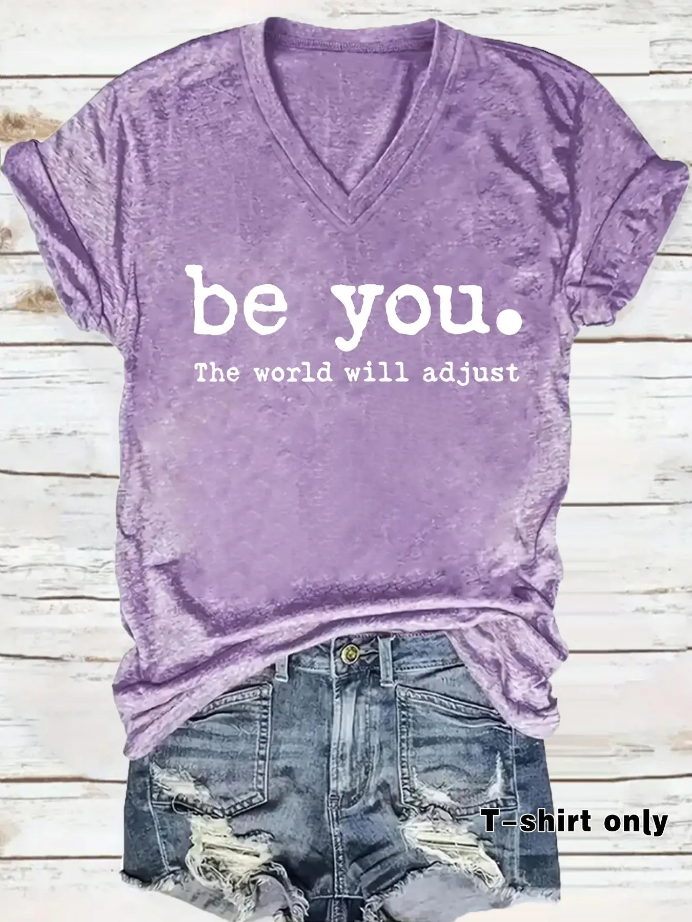 Women's Letter Print Loose Baggy V Neck Tee, Casual Comfy Tee, Casual Short Sleeve T-Shirt for Summer, Ladies Clothes for Daily Wear, Top