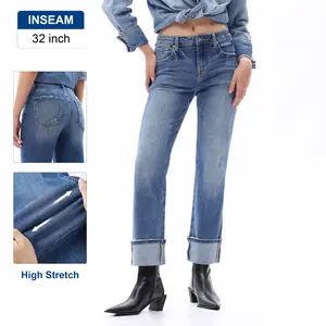 ONESO Mid-Rise Vintage Straight Leg Jeans Cropped Cuffed Figure-Enhancing Stretch Denim Tummy Control Boyfriend Fit Y2K Inspired Distressed Ankle Jeans #TikTokShopHolidayHaul #HolidayHaul