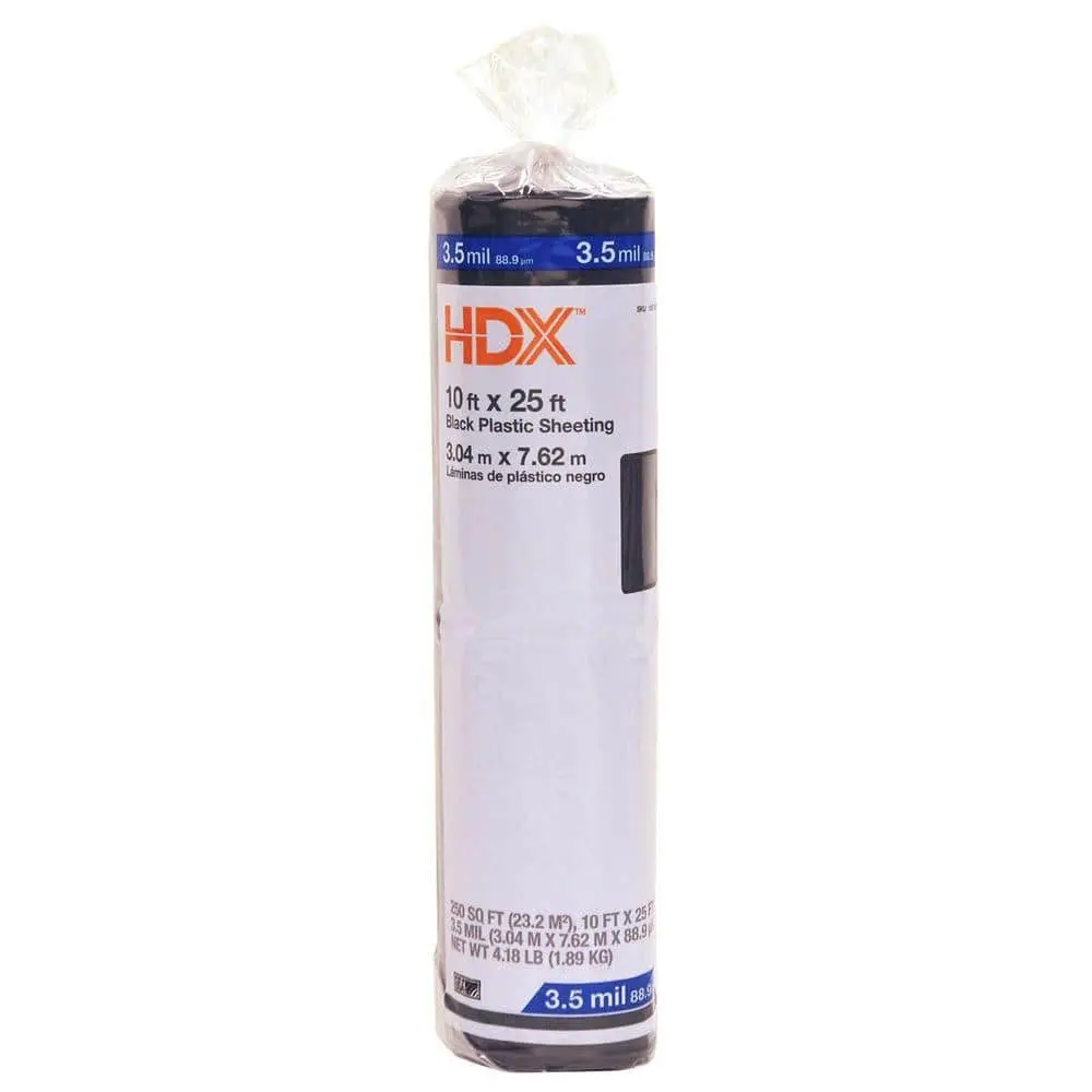 10 ft. x 25 ft. Black 3.5 mil Plastic Sheeting