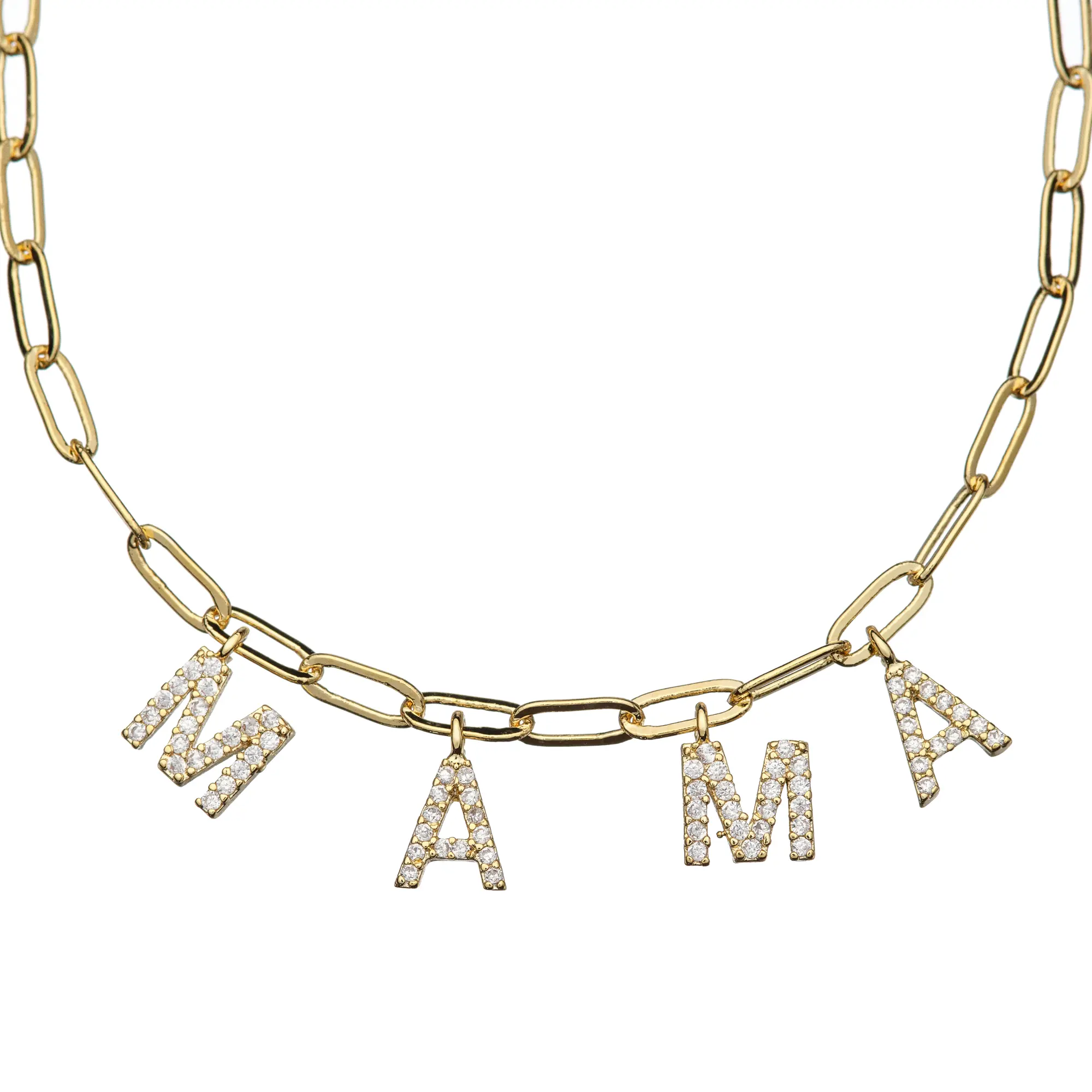 Lilla Haven 18K Gold Plated Bracelets for Women Trendy Dainty Paperclip Link Chain Bracelet MAMA Cubic Charm Lightweight Non Tarnish Hypoallergenic Adjustable Daily Fashion Jewelry Perfect Mother's Day Gifts for Her