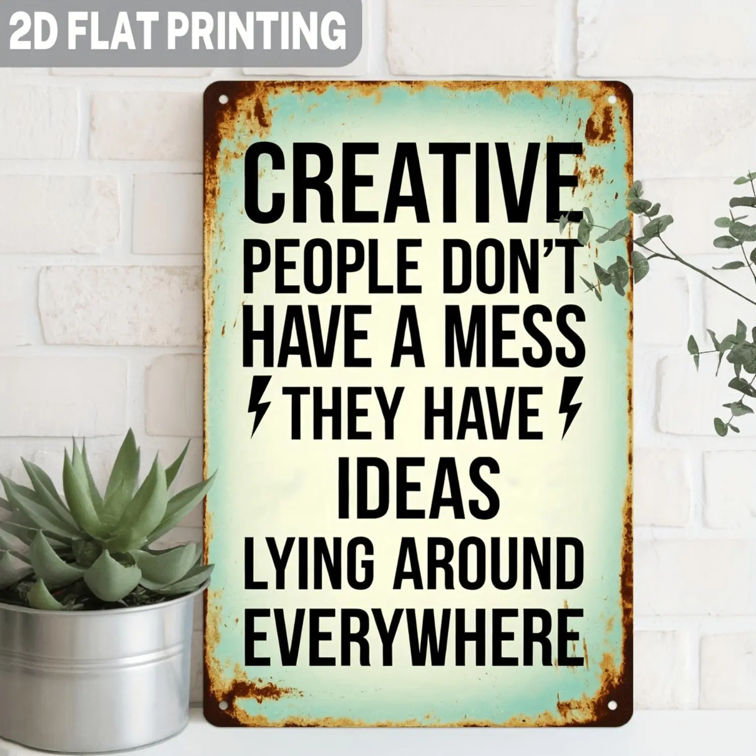 Creative People Are Disciplined Vintage Quote Metal Sign for Home Office Studio Decor Artist Inspiration Wall Art Black and Cyan Iron 8x12 Inches
