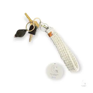 Handmade Crochet Keychain Wristlet White