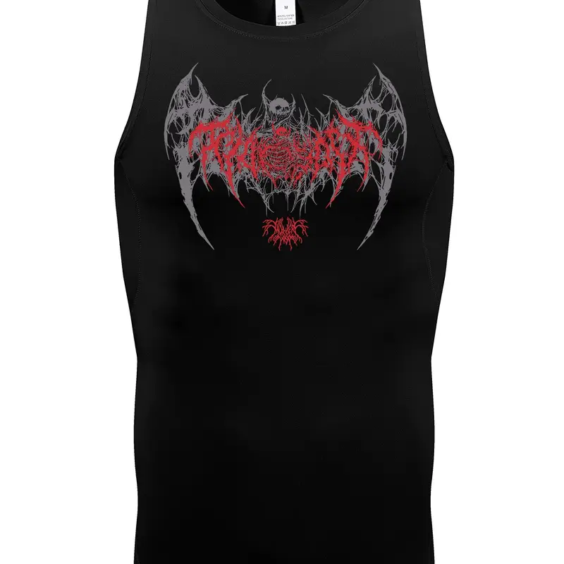 Men's Skull & Wing Print Tank Top, Quick Drying Breathable Sleeveless Tee, Men's Top for Basketball Running Fitness Training, Breathable Vest, Workout Sleeveless, Sports Tank Tops
