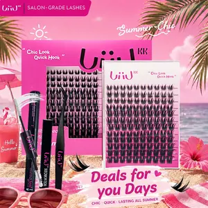 UiiUKK  Bambi Lash CLusters Kit,  Manga Lash Extension with Waterproof Long-lasting Lash Bond and Seal,Tweezers and Remover for DIY Eyelash at Home Easily, Natural Makeup Girl Gifts beach essentials