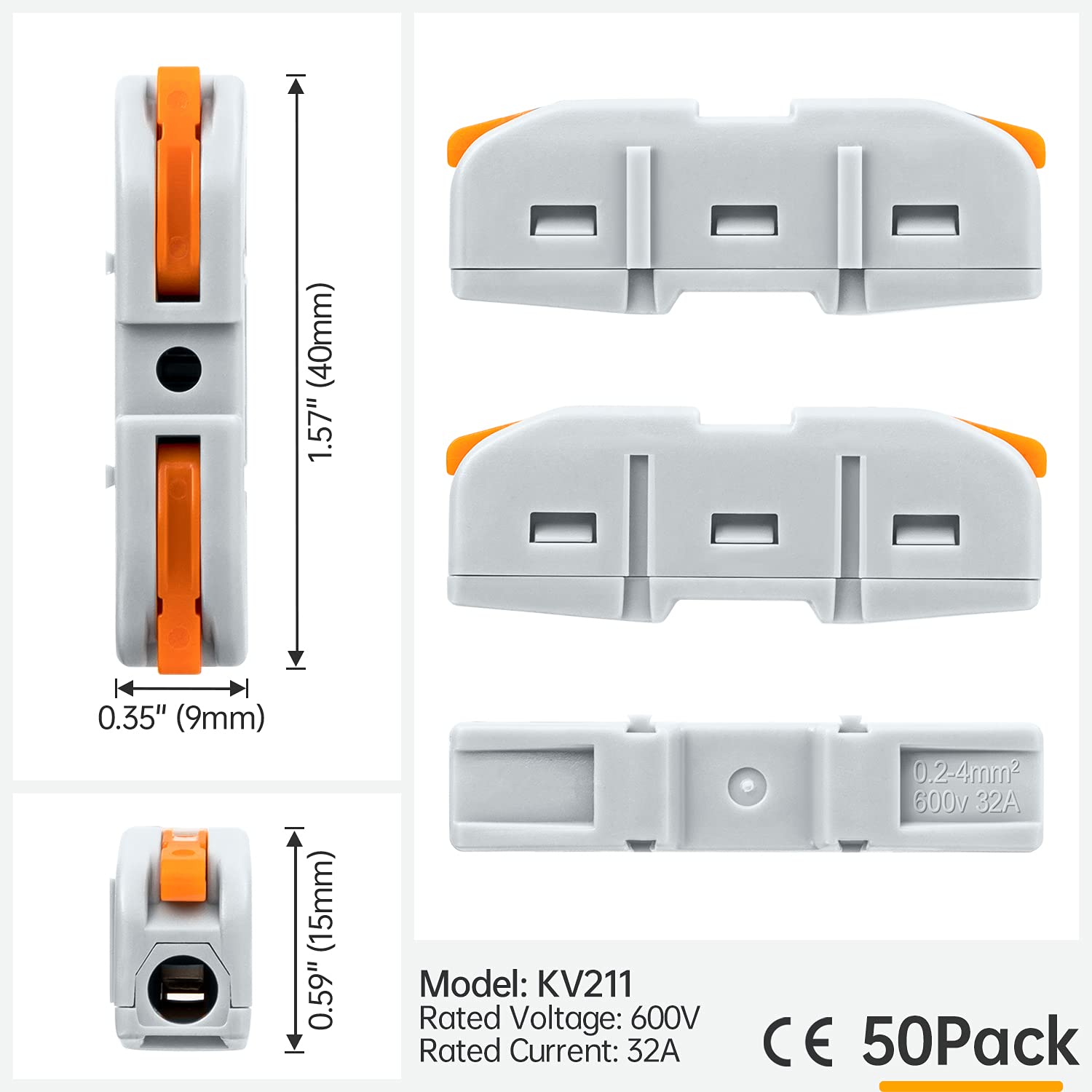 Quick Lever Wire Connectors, Universal Push-In Terminal Block, Electrical Cable Connectors for Home, Office & Industrial Use, Durable & Secure Wiring