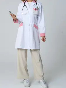 Women's Laboratory Coat Long Sleeve Slimming Waist Doctor Nurse Health