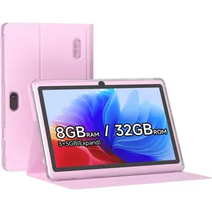 7 Inch Android 14 HD IPS Touchscreen Tablet - Quad-Core Processor, 8GB RAM, 32GB ROM (1TB Expandable), 2MP Front & 5MP Rear Dual Cameras, WiFi 6, Bluetooth, 3000mAh Battery, Portable Pink Case, Wireless Functionality,summervibes