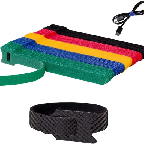 100 PCS 6-in Adjustable Hook-and-Loop Reusable Cable Ties Bulk Pack, Wire Management Organizer for Organizing Wires, Assorted Colors, Customizable Fit, Compatible with Home Improvement Electrical Equipment, Fasten Microfiber Cloth