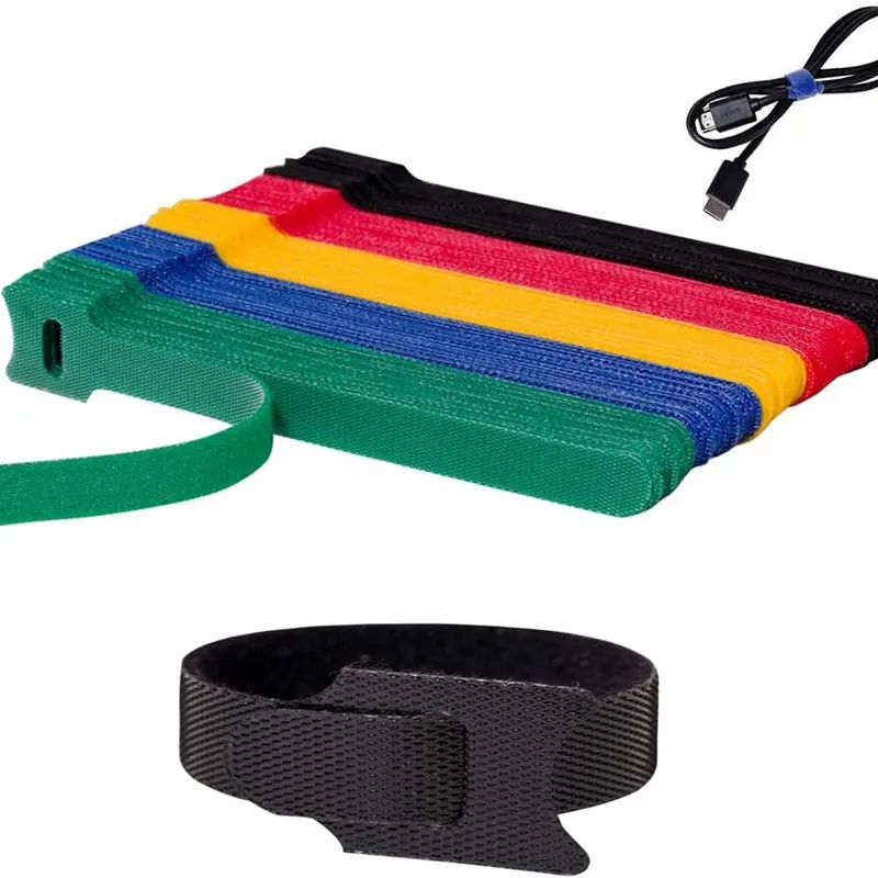 100 PCS 6-in Adjustable Hook-and-Loop Reusable Cable Ties Bulk Pack, Wire Management Organizer for Organizing Wires, Assorted Colors, Customizable Fit, Compatible with Home Improvement Electrical Equipment, Fasten Microfiber Cloth