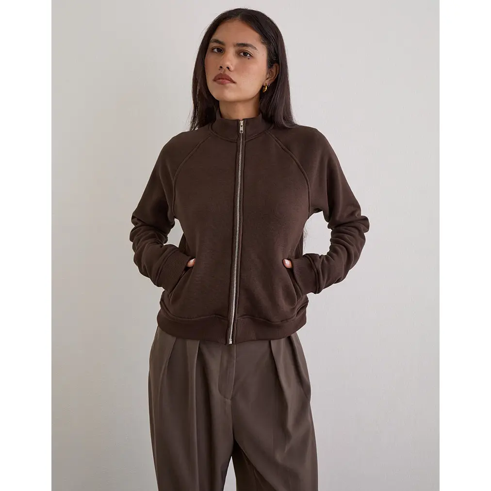Tamayo Zip Turtleneck Jumper in Bitter Chocolate