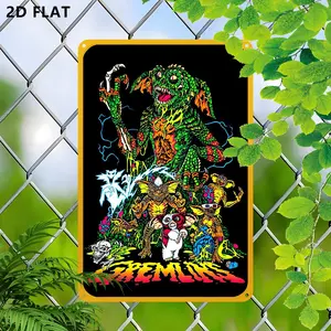Exquisite Iron Artistic Wall Decoration, 2D Flat 1pc Gremlins Design, 8x12 Inch Size, Perfect for Home Office & Halloween Decor