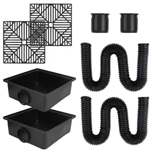 2Pcs Low Profile Gutter Downspout Extension, No Dig Catch Basin Downspout Extender, 4.9FT Flexible Expandable Drain Hose, Rainwater Diverter for Household Foundation Yard Erosion Protection