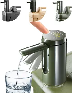 Automatic Touch Control Water Pump,Only for 5 Gallon,4.8, 3.5, 3.2Gal Camping Water Containers, Green Portable Foldable Helical Water Faucet,Type-C Rechargeable Water Dispenser for Outdoors Hiking
