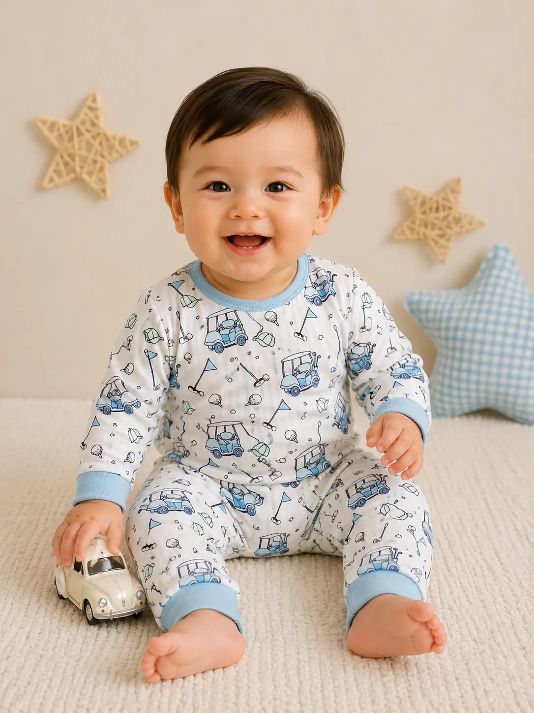 Cute Baby Boy White Autumn First Birthday Party Colorful Graffiti Digital Print Snug Fit Long Sleeve Double-Sided Zipper Jumpsuit Zip Up Pajama