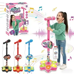 New Karaoke Machine with Stand, Kids Singing Toy, Music and Flashing Stage Lights, Adjustable Stand, Gift for Ages 3+, Christmas Present