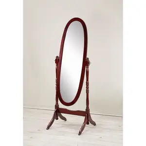 Traditional Style Wood Cheval Floor Mirror  in Cherry finish
