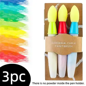Sidewalk Chalk Paint Brush Set for Creative Outdoor Fun - Pack of 3 Assorted Colors