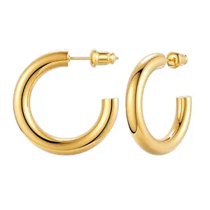 Hallie Makenzie 14K Gold-Plated Chunky Hoop Earrings - Stylish & Hypoallergenic Fashion Accessories for young and woman