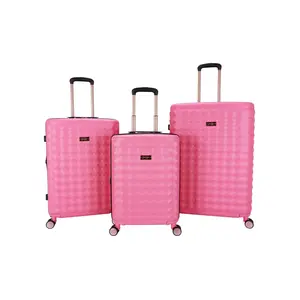 Jessica Simpson Vibrance Luggage Collection in Pink - 28" 24" 20" Spinner Wheels, Retractable Handle, Zip Closures, Durable ABS Material