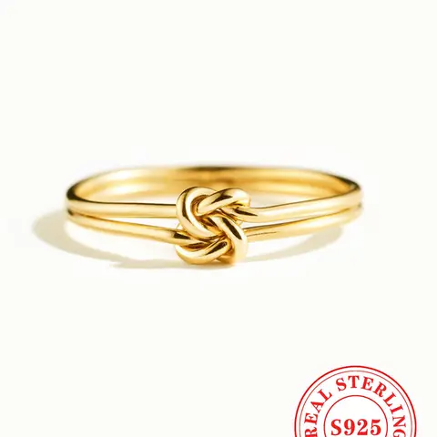 925 Sterling Silver Women's Elegant Simple Style Plain Color Ring, Fashion Knot Decor Rings Jewelry for Party, Trendy All-match & Exquisite Jewelry for Gift, Wedding Rings, Engagement Rings, Beautiful Rings