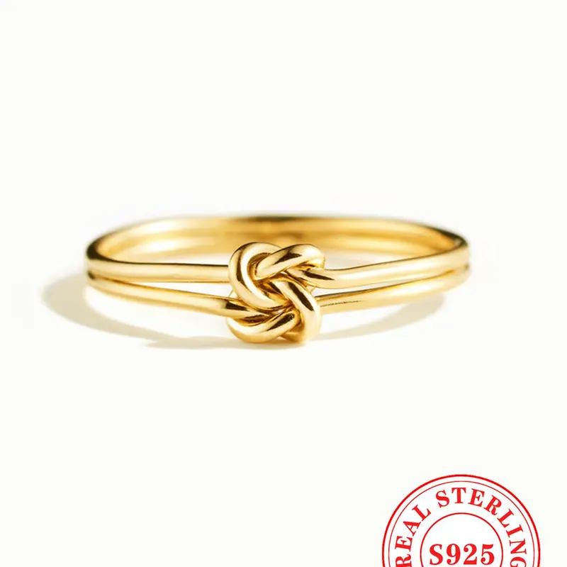 925 Sterling Silver Women's Elegant Simple Style Plain Color Ring, Fashion Knot Decor Rings Jewelry for Party, Trendy All-match & Exquisite Jewelry for Gift, Wedding Rings, Engagement Rings, Beautiful Rings