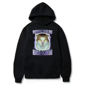 Monday Left Me Broken Funny Cat Meme T-shirt Hoodie, Brainrot Tee Shirt