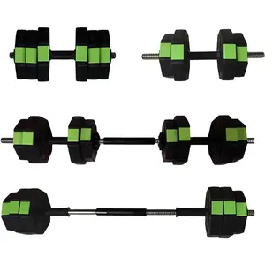 Adjustable Dumbbell Set, 30LB Free Weights Barbell Sets with Iron Sand & Non-Slip Grip, Weight Sets Home Gym for Women, Green Black