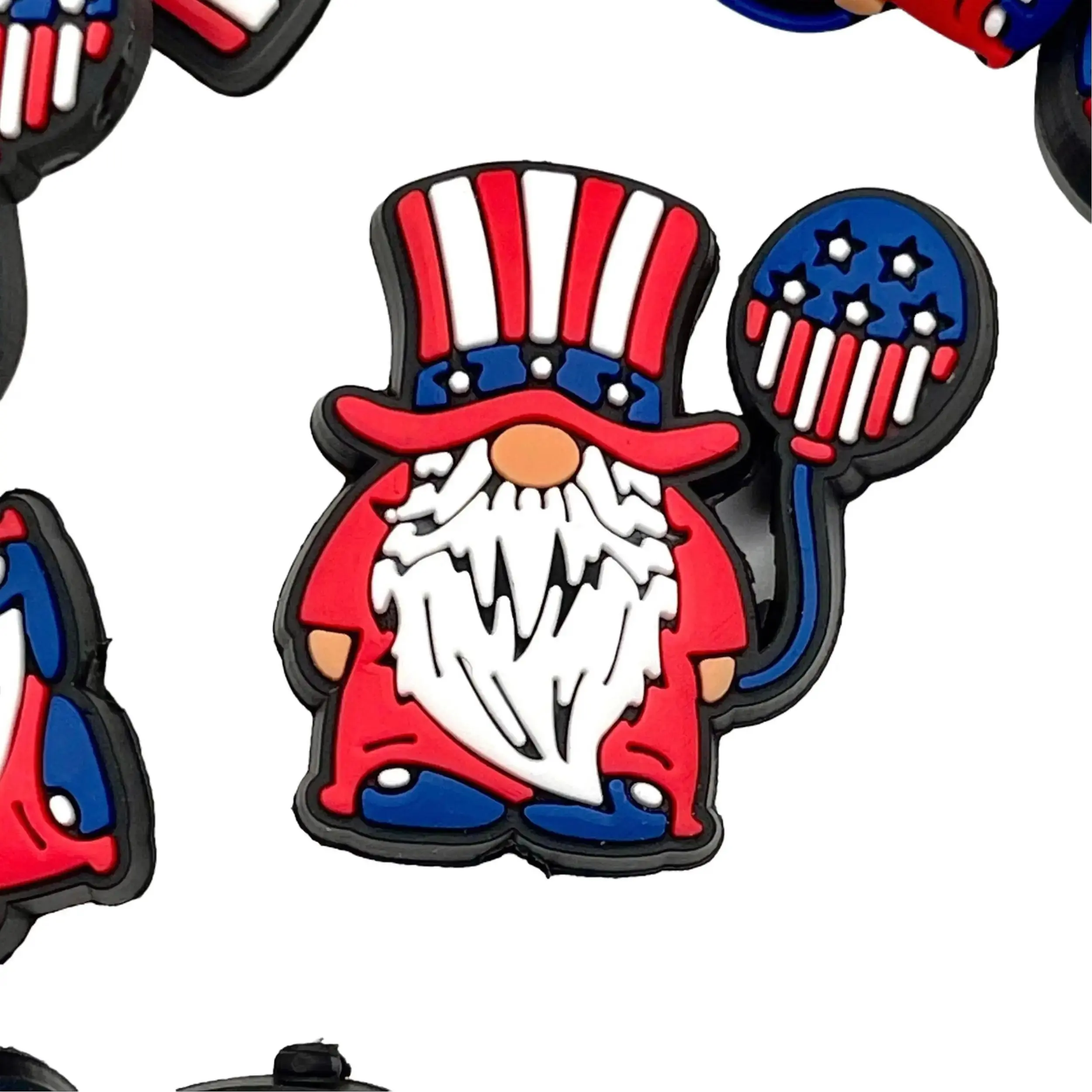 1pc Let's Celebrate Gnomies Silicone Focal Beads - American Pride Independance Day Craft DIY Supplies Keychains