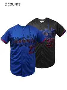 Men's Embroidered Toronto Baseball Jersey Short Sleeve Baseball Shirt, Breathable High Quality Fabric, Suitable for Outdoor & Casual Wear, All-Seasons Unisex
